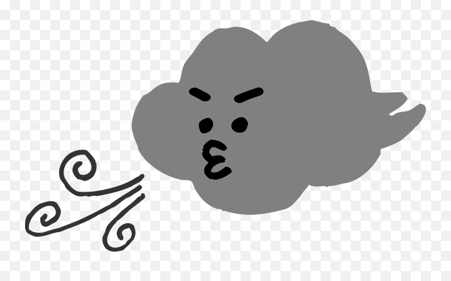 Clouds With A Face Blowing Wind Clipart Emoji,Wind Clipart