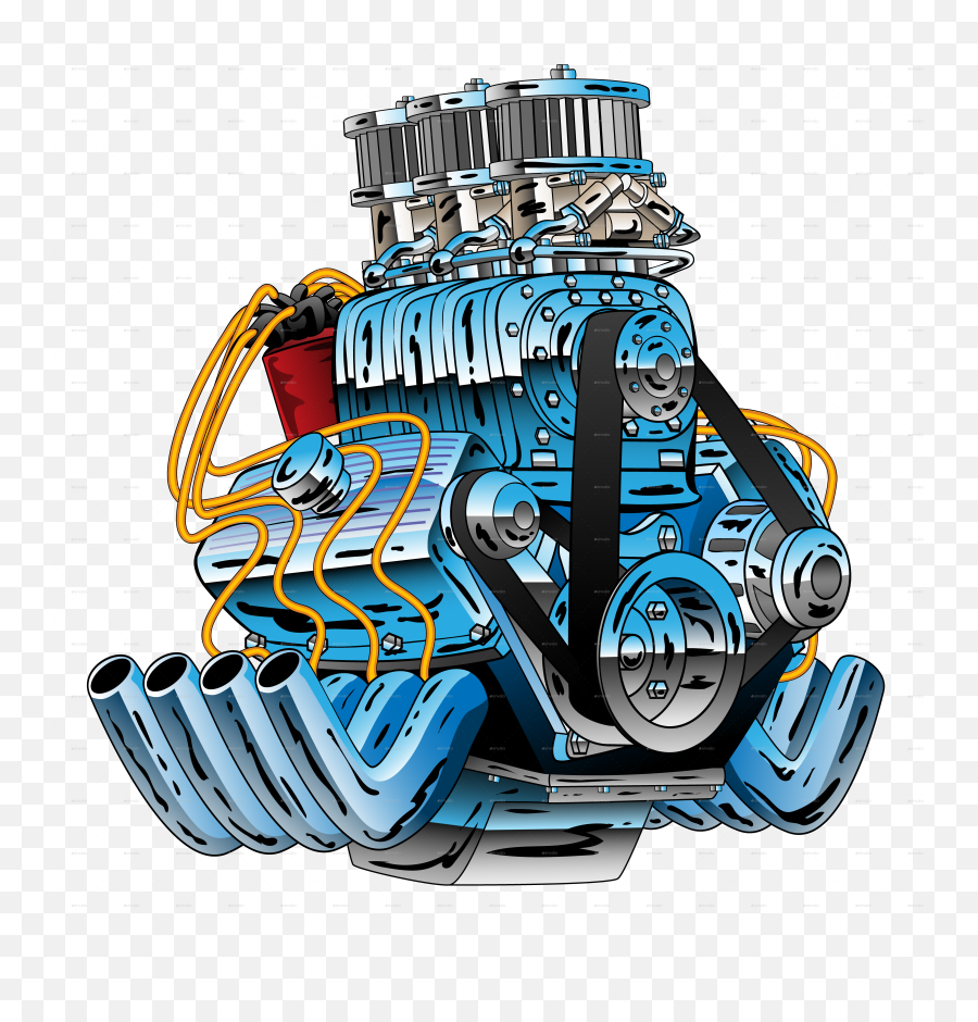 Hot Rod Race Car Dragster Engine Cartoon Vector Cool Car - V8 Engine Vector Emoji,Race Cars Logos