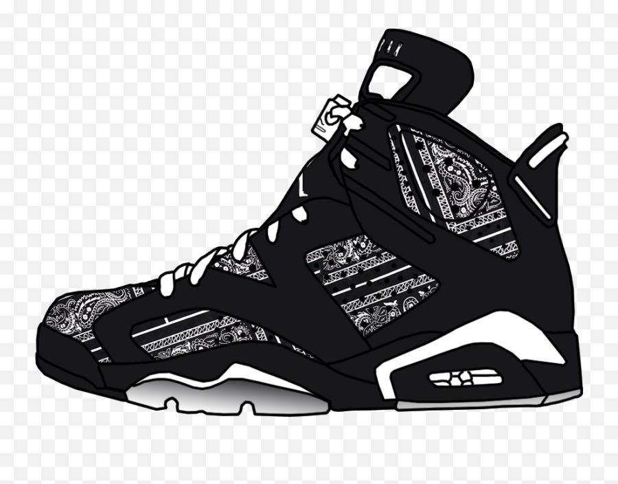 Jordan Retro Vi Black - Jordans Black Bandana Shoe Emoji,Jordan Shoes Png