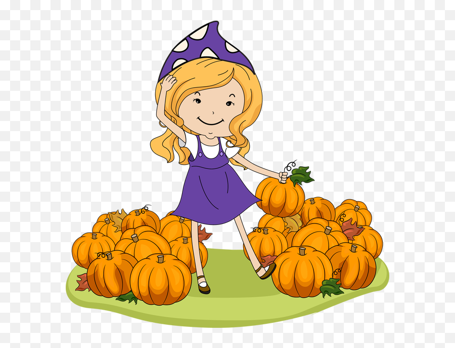 Download Girl Pumpkin Clipart Clip - Girl Pumpkin Clipart Emoji,Pumpkin Patch Clipart