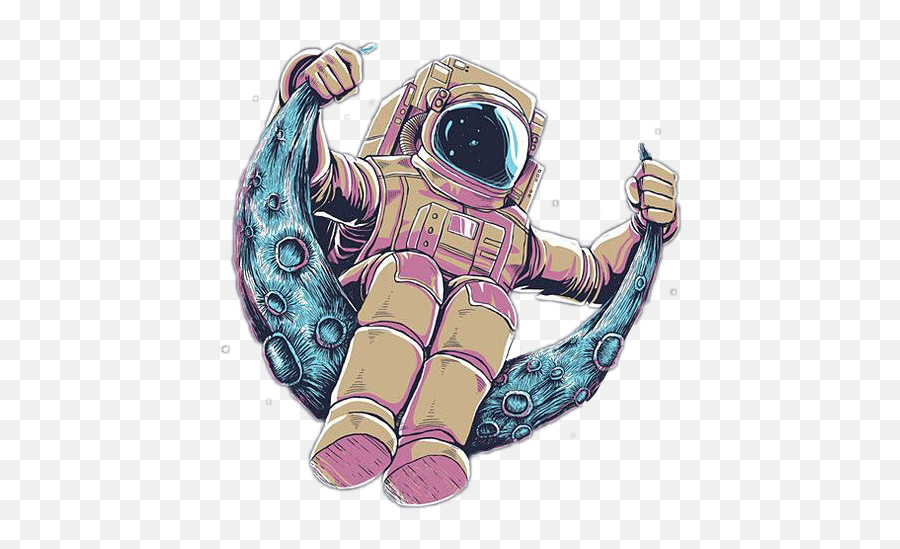 Astronaut Sitting On Moon Transparent - Astronaut On The Moon Anime Emoji,Astronaut Png
