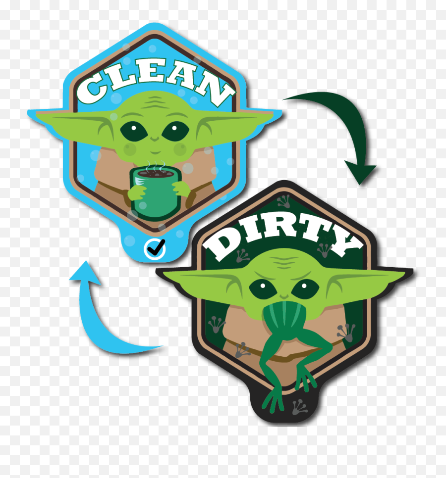 Improved Magnet - Baby Yoda Waterproof Dishwasher Magnet Clean Dirty Sign Double Sided Unique Shape With Bonus Adhesive Metal Plate Star Wars Dirty Cute Sign Emoji,Yoda Png