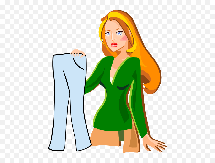 Girl Holding Jeans Clip Art At Clkercom - Vector Clip Art For Women Emoji,Jeans Clipart