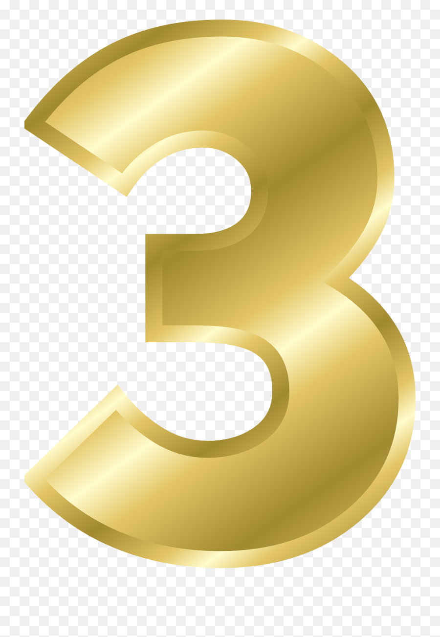 Number 3 Alphabet - Number 3 Gold Png Emoji,3 Png