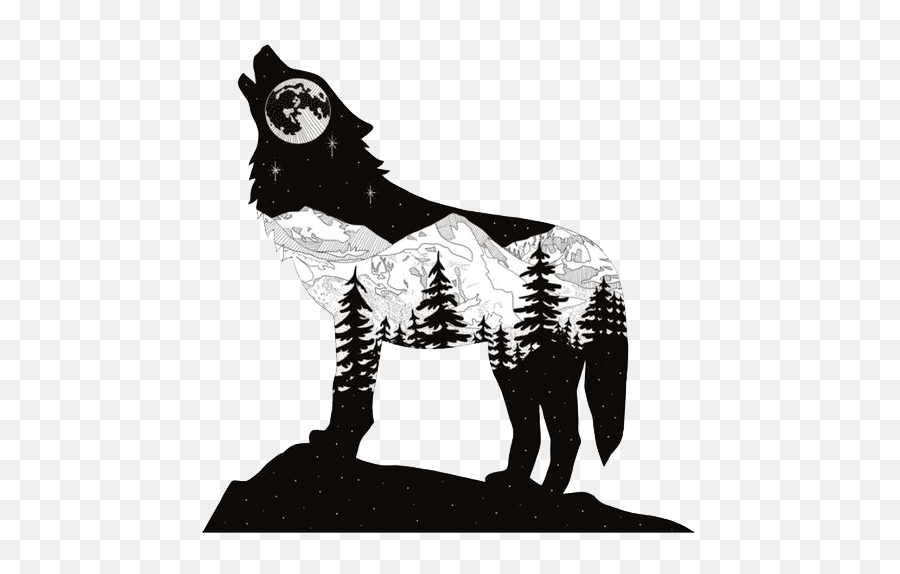 Pin By L - Swai On Png Wolf Silhouette Art Wolf Silhouette With Mountain Inside Emoji,Wolf Silhouette Png