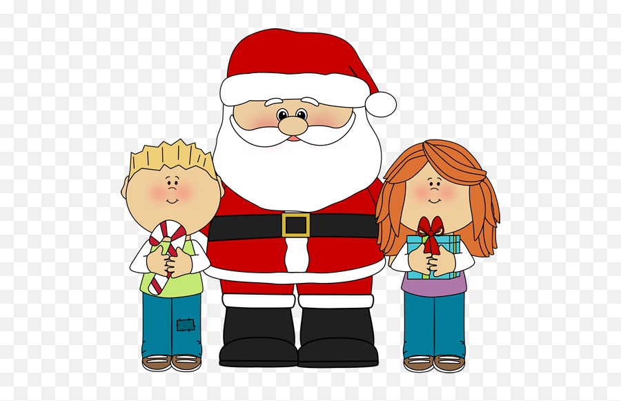 Santa And Kids Clip Art - Santa And Kids Image Kids With Santa Clip Art Emoji,Children Clipart