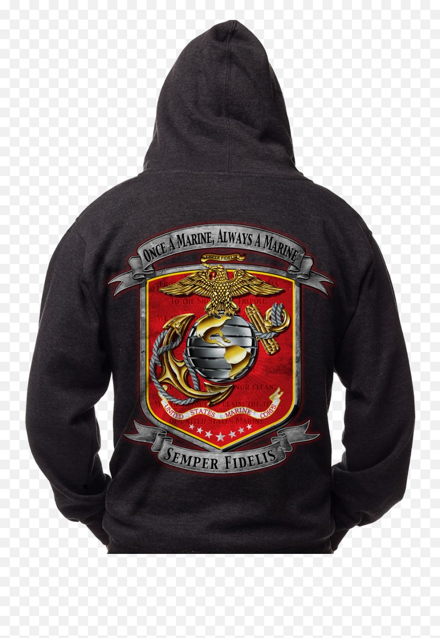 Long Sleeve Hooded Sweatshirt Black Emoji,United States Marine Corps Logo