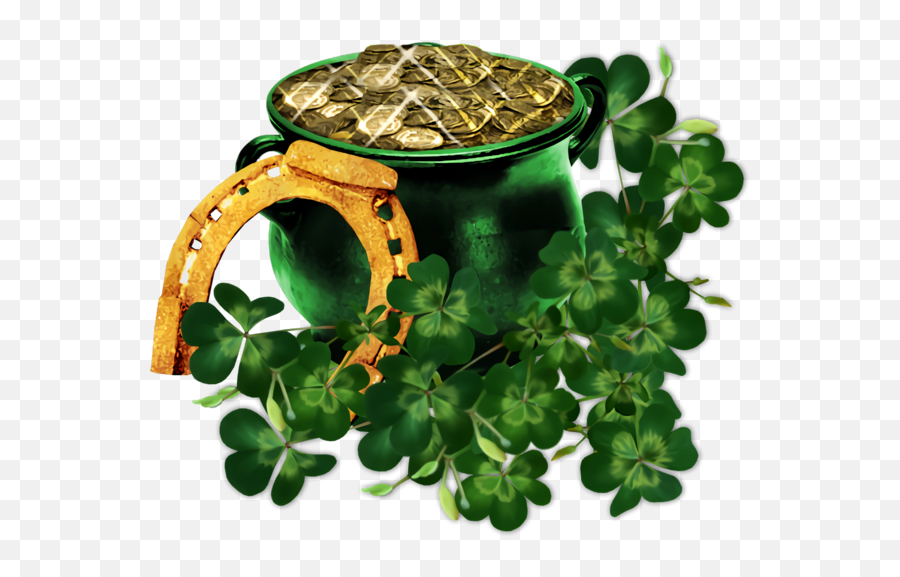 St Patricku0027s Day Plant Leaf Clover For Pot Of Gold For St - Shamrock Border Transparent Png Emoji,Pot Of Gold Png