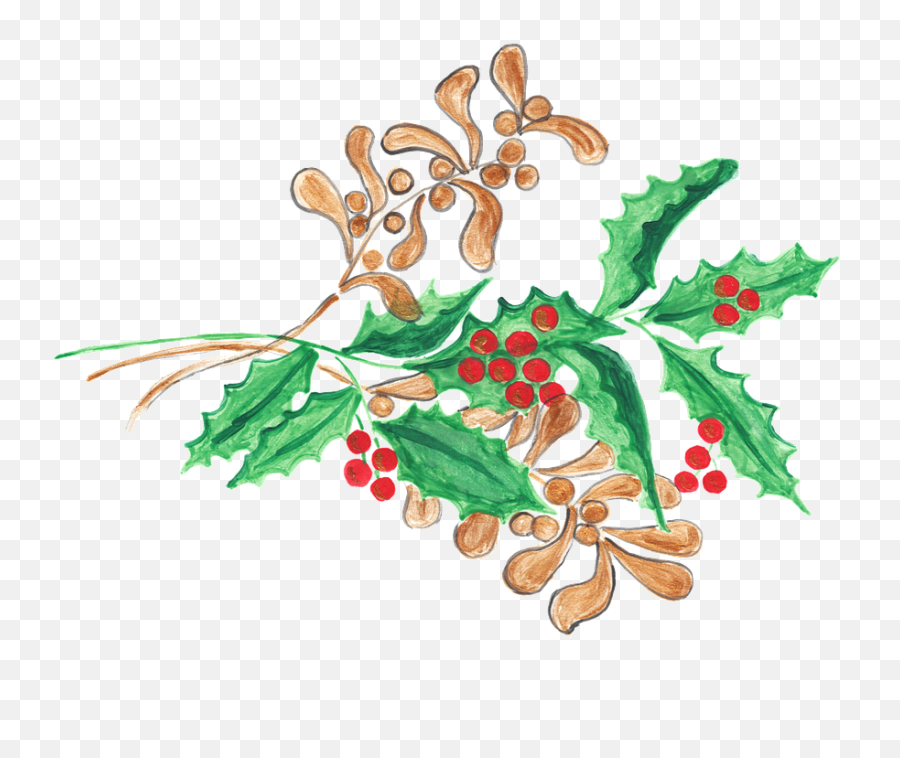 Holly Mistletoe Christmas - Free Vector Graphic On Pixabay Holly Emoji,Mistletoe Transparent Background