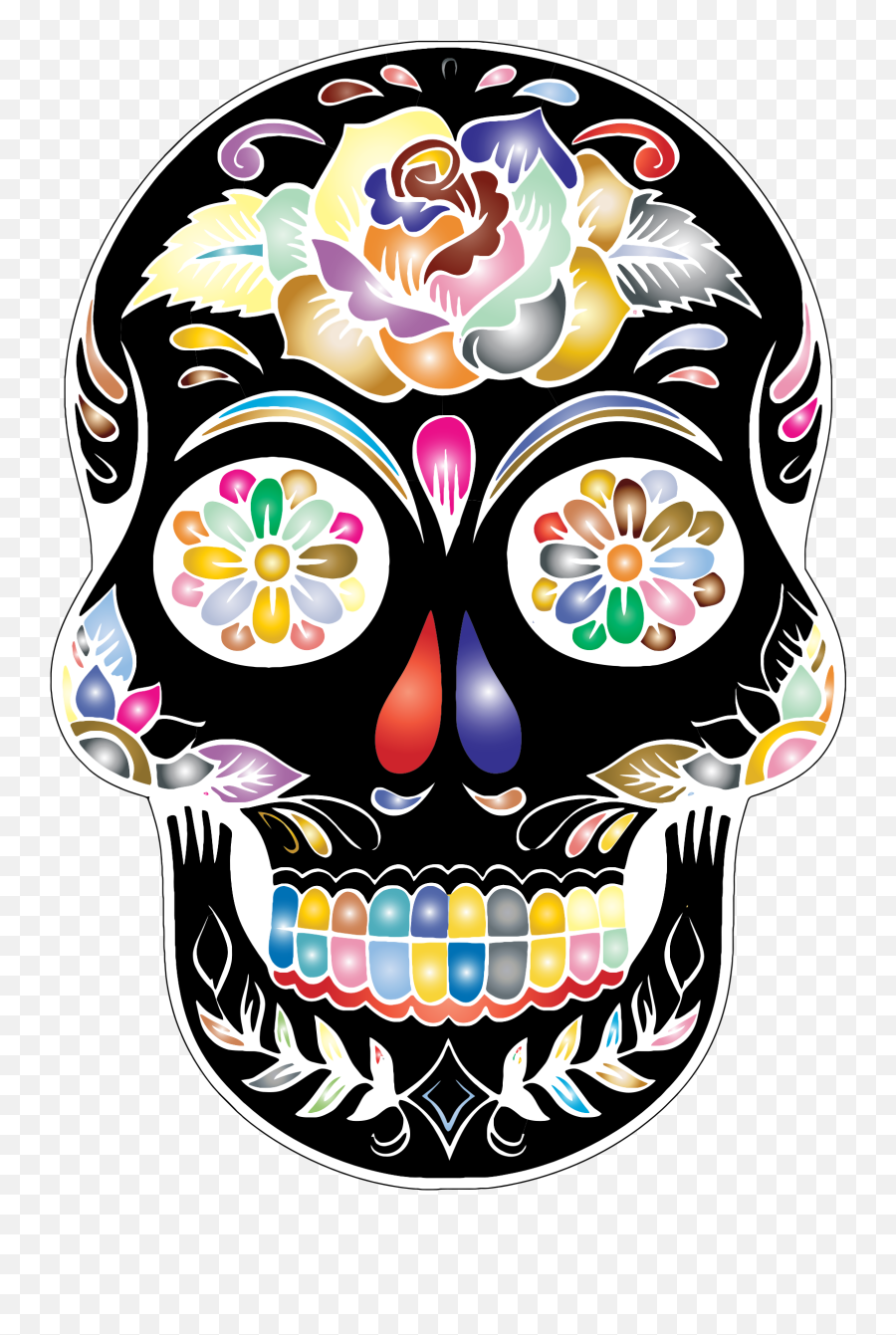 Calavera Skull Day Of The Dead Clip Art - Day Of The Dead Skull Png Emoji,Sugar Skull Clipart