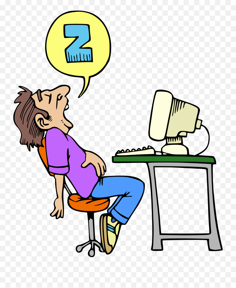 Computers Clipart Tired Computers - Sleeping At Computer Clipart Emoji,Tired Clipart