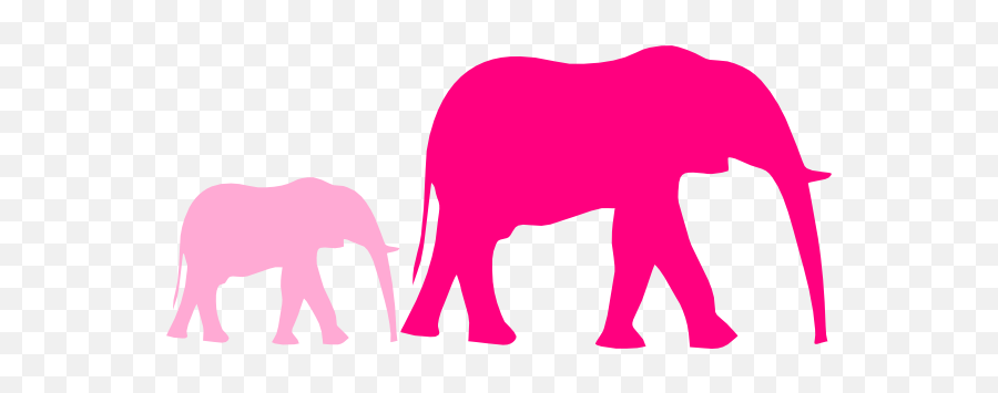 Pink Baby Shower Elephant Mom And Baby Clip Art At Clkercom - Clip Art Safari Animals Silhouette Emoji,Baby Animals Clipart