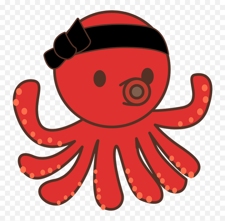 Octopus With A Headband Clipart - Octopus Emoji,Octopus Transparent Background