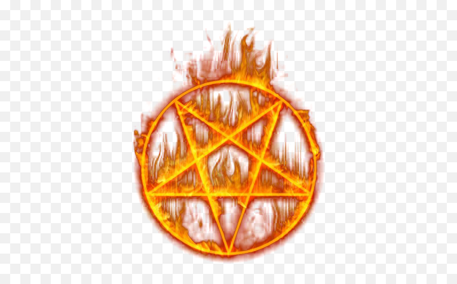 Orange Fire Star Pentagram Sticker - Transparent Fire Pentagram Png Emoji,Pentagram Transparent Background
