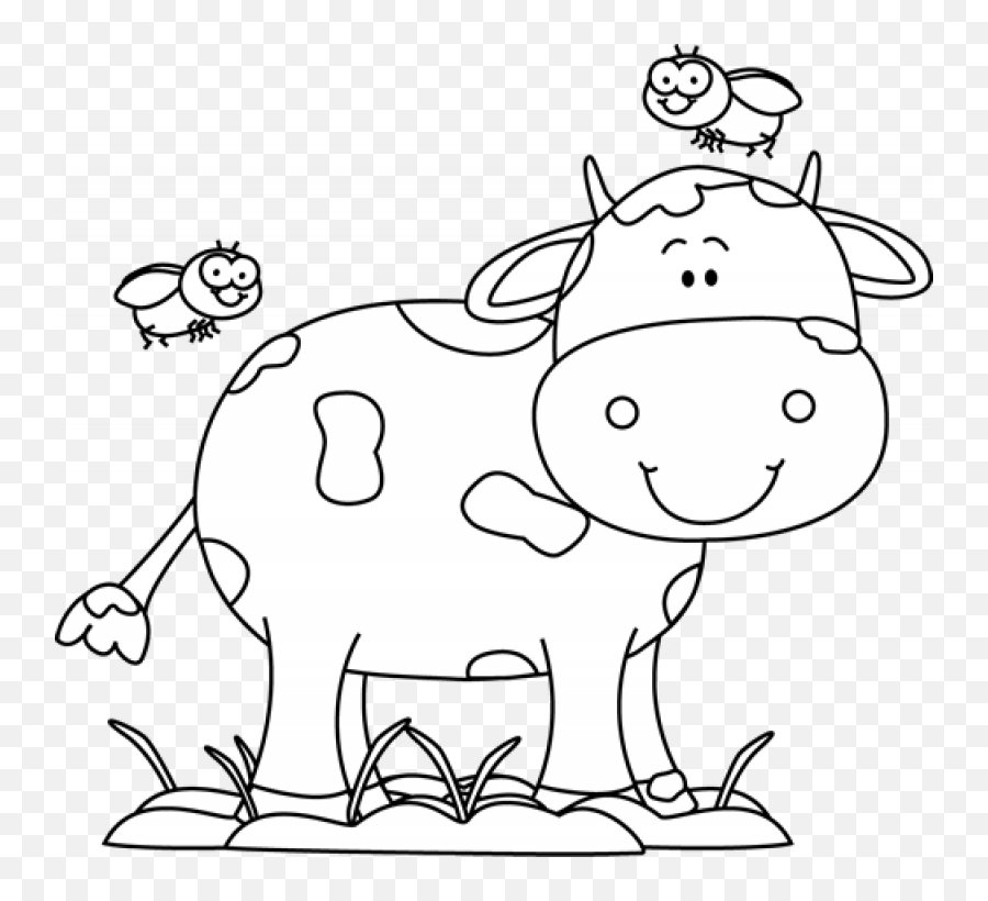 Cow Clip Art - Mycutegraphics Black And White Chicken Emoji,Cow Clipart
