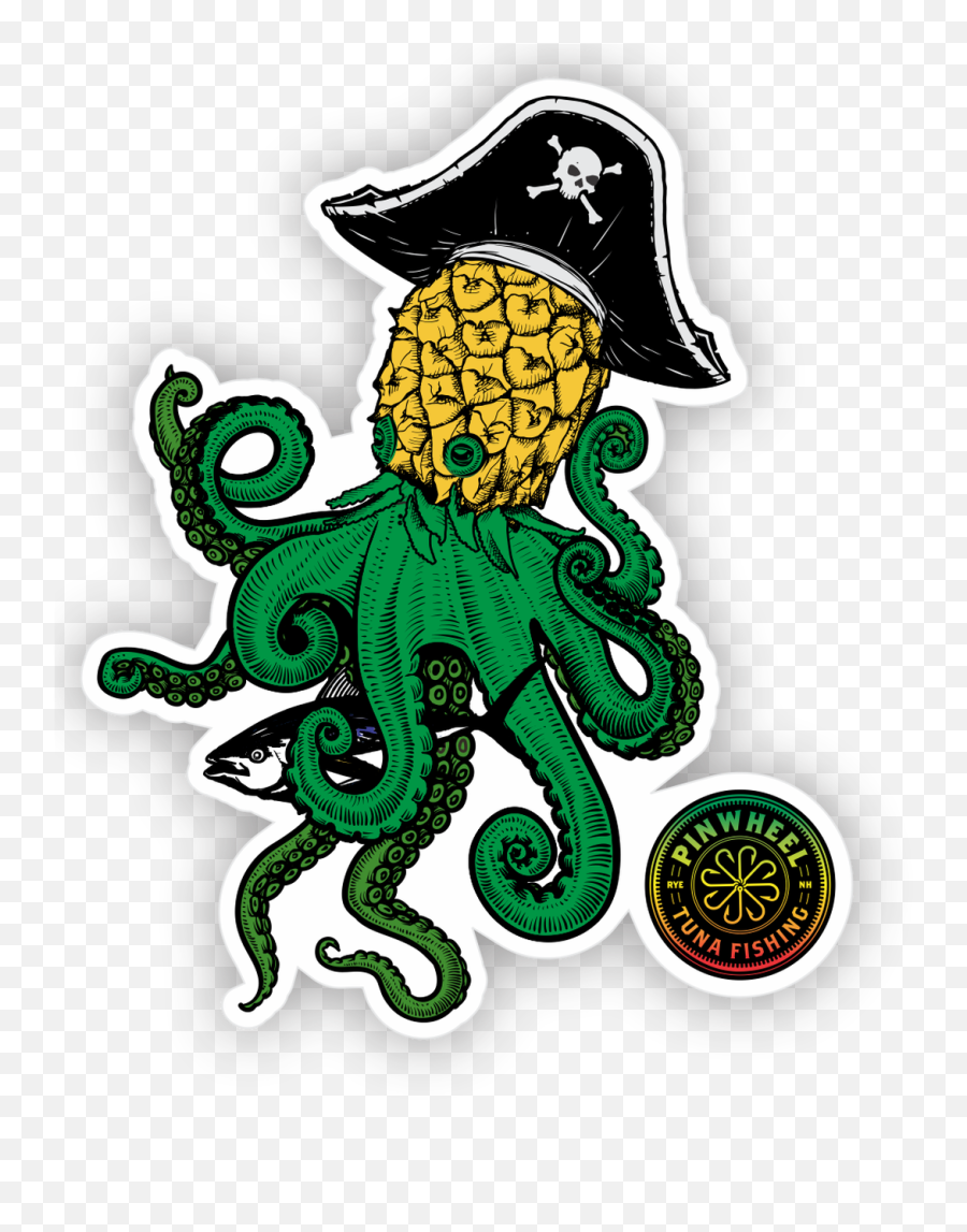 Pinwheel Pineapple Kraken Sticker - Wicked Tuna Gear Emoji,Moonshine Clipart