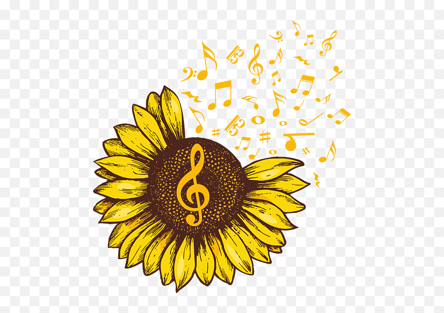 Sunflower Music Note Music Lovers Tshirt Throw Pillow For Emoji,Gold Music Notes Png