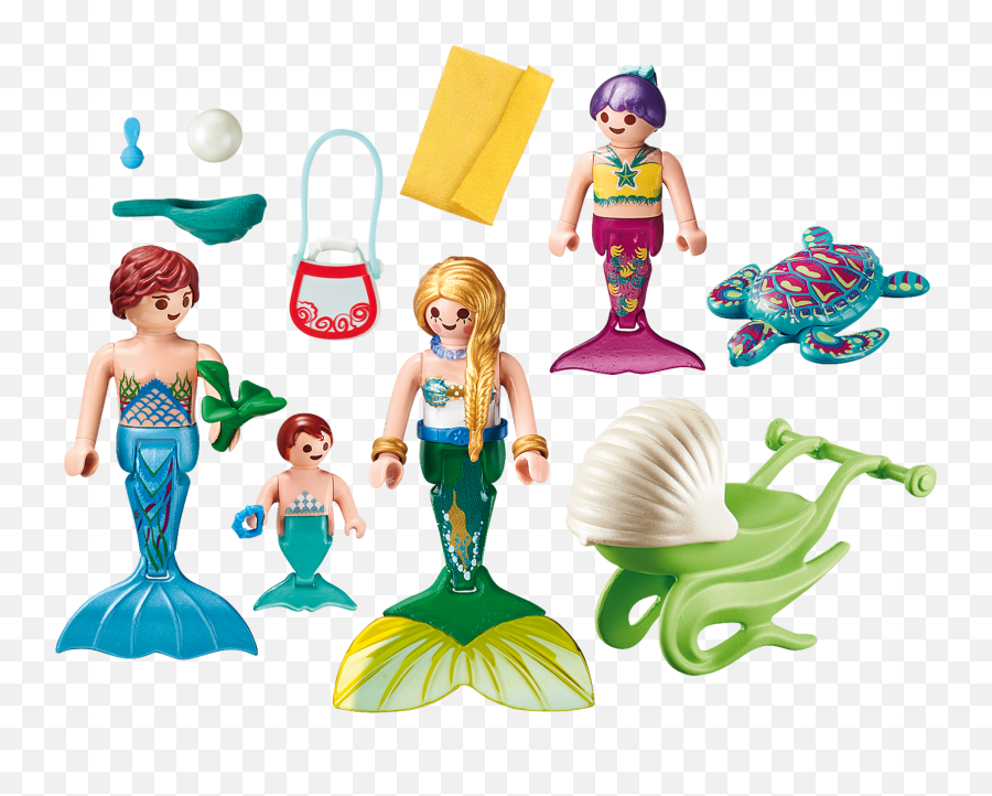Family With Shell Stroller - 70100 Emoji,Mermaid Transparent Background