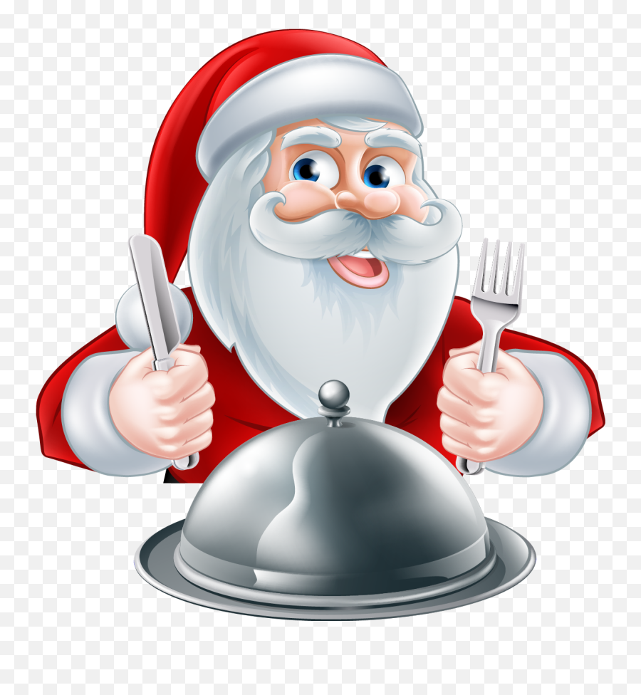 Santa Clipart Food - Png Download Full Size Clipart Christmas Lunch Cartoon Emoji,Clipart - Food