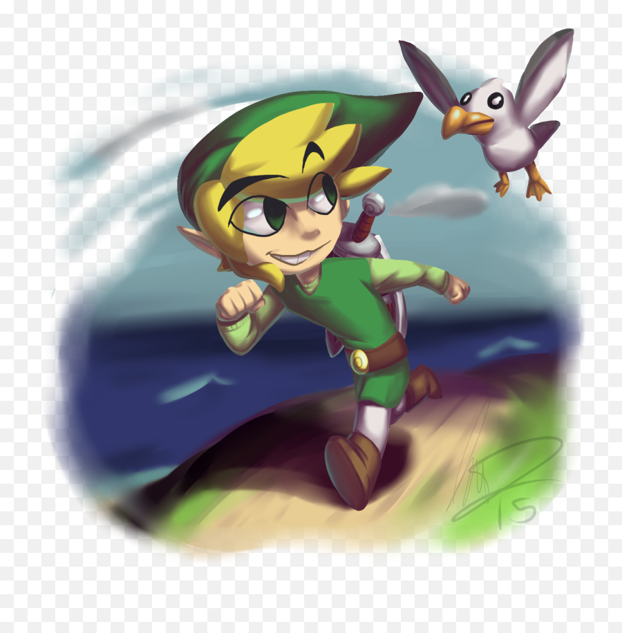Download Hd Painting Of Toon Link - Cartoon Transparent Png Portable Network Graphics Emoji,Toon Link Png