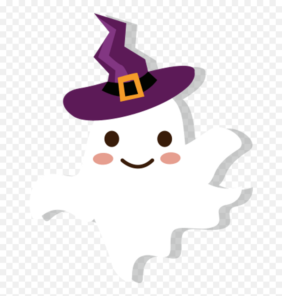 Ghost Witch Wizard Hat Cute Cartoon Halloween Trickortr - Cute Cartoon Halloween Png Emoji,Witch Hat Clipart