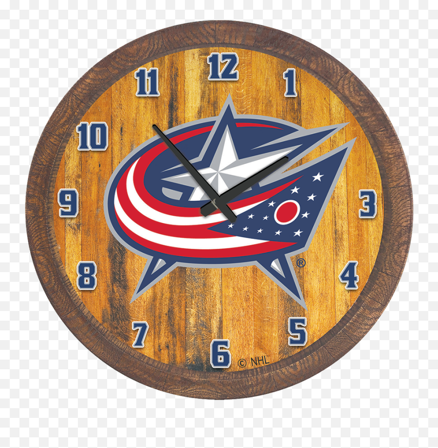 Columbus Blue Jackets Faux Barrel Top Wall Clock Emoji,Columbus Blue Jackets Logo Png