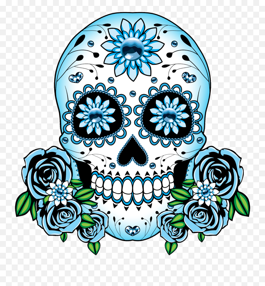 Le Kon Celebrates Día De Muertos - Blue Sugar Skull Transparent Background Emoji,Sugar Skull Clipart