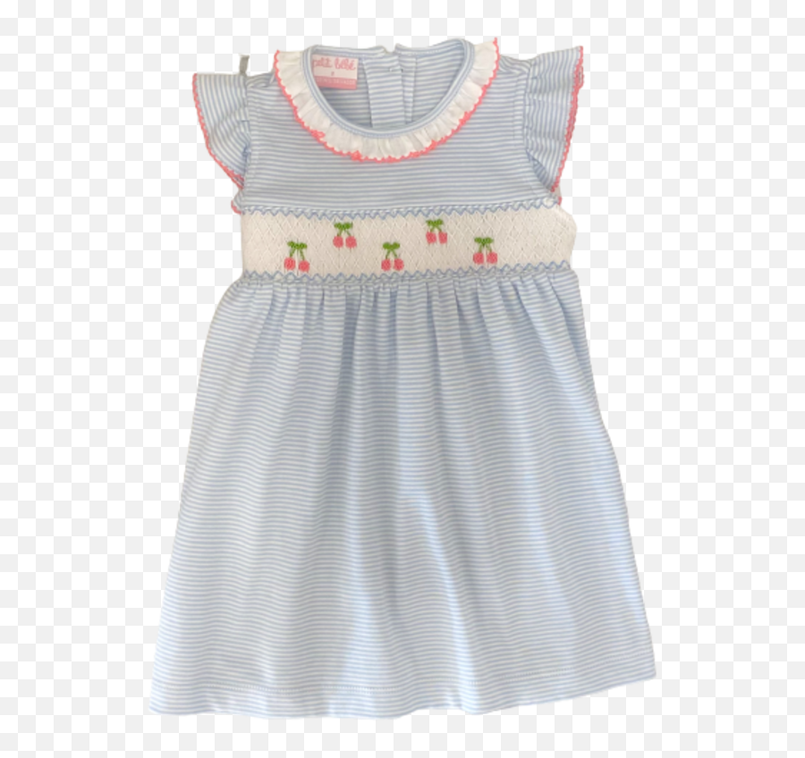 Petit Bebe Light Blue Stripe Cherries - Sleeveless Emoji,Bebe Logo Dress