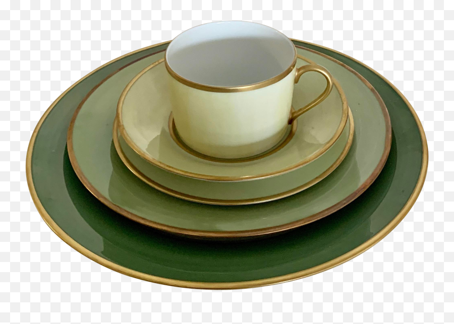 Poc A Poc São Paulo Gilt Limoges Green Watercolor Place Setting - 5 Pieces Emoji,Green Watercolor Png