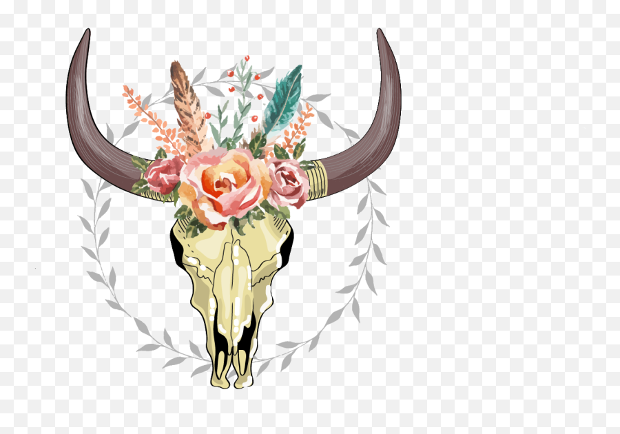 Library Of Boho Cow Head With Flower - Free Boho Svg Emoji,Cow Head Clipart