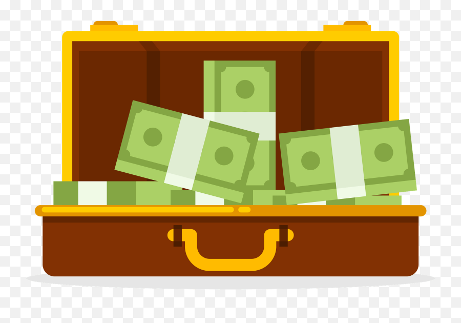 Suitcase With Money Clipart - Suitcase Of Money Clipart Emoji,Money Clipart