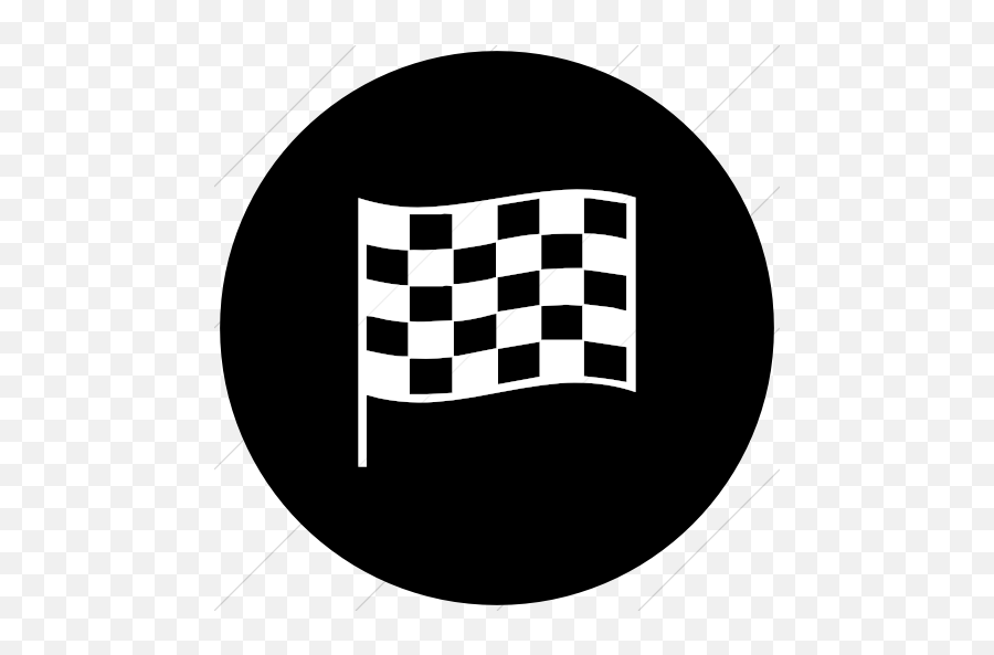 Iconsetc Flat Circle White On Black Classica Chequered - Checkered Flag Icon Circle Emoji,Checkered Flag Png