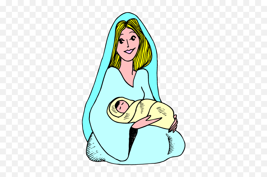 Mary And Baby Jesus Clipart - Wikiclipart Early Bird Car Emoji,Jesus Clipart