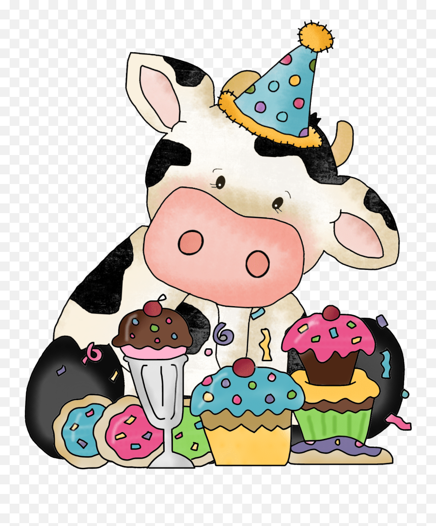 Birthday Clipart Cute Animal - Birthday Wishes For Best Cute Happy Birthday Cow Emoji,Friend Clipart