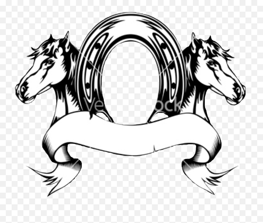Horseshoe Clipart Horse Head Horseshoe - Horse Shoe With Horse Drawing Emoji,Horse Head Clipart