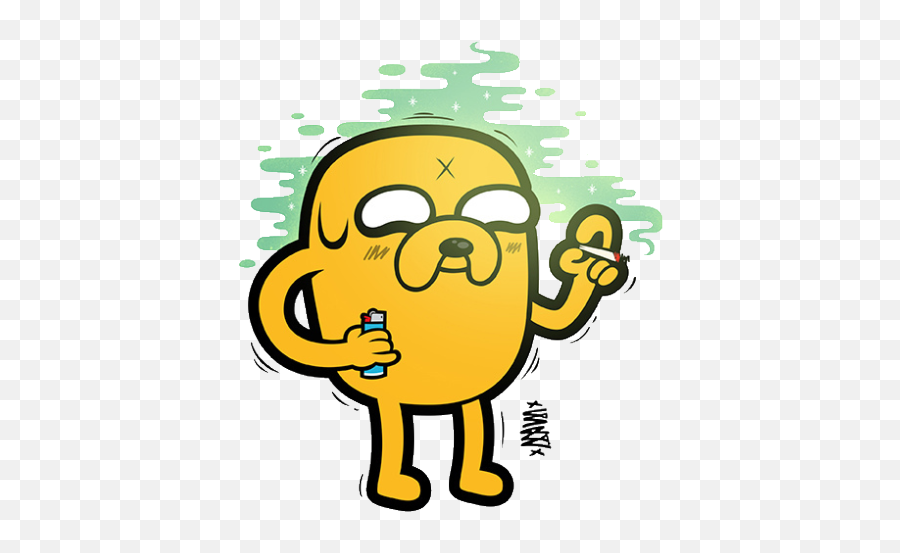 Happy Weed Smoke Joint High Jake The Dog Fly Smoke - Jake Jake El Perro Fumando Emoji,Weed Joint Png