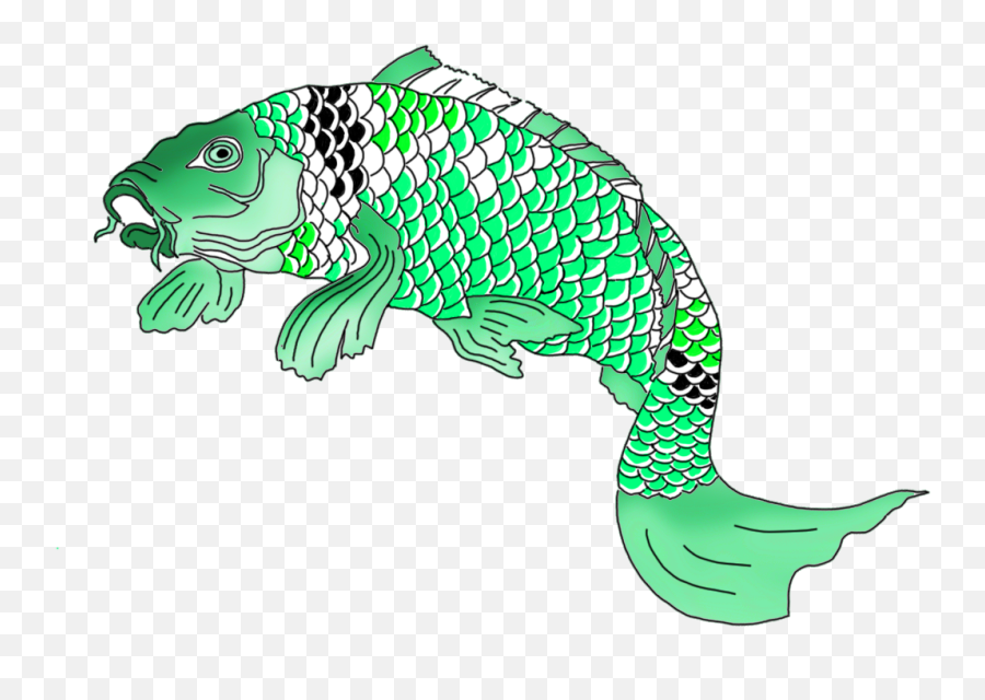 Green Japanese Koi Fish Clipart Green Emoji,Koi Clipart