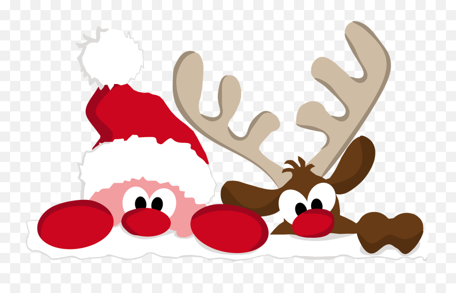 Currantsanta Clausmoose - Cute Santa And Reindeer Clipart Transparent Santa And Reindeer Clipart Emoji,Santa Clipart