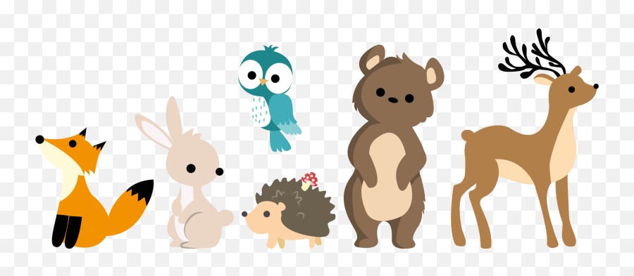 Baby Animals Design Kids Bedroom Wall Sticker Emoji,Deer Tracks Clipart
