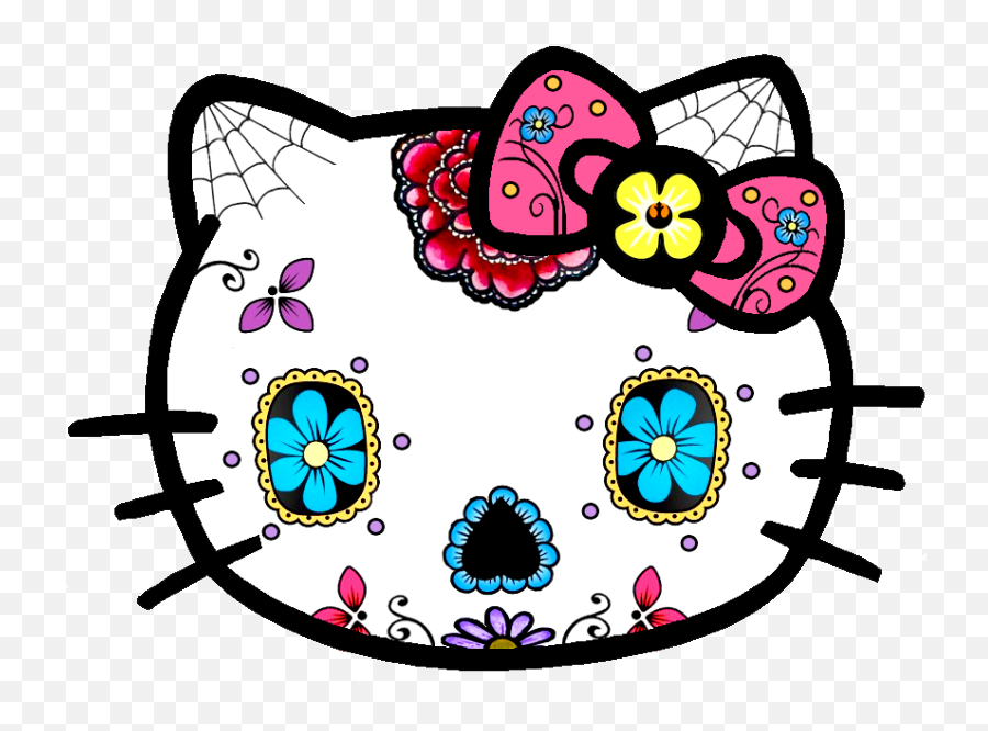 Girly Clipart Sugar Skull Girly Sugar - Background Transparent Hello Kitty Emoji,Sugar Skull Clipart