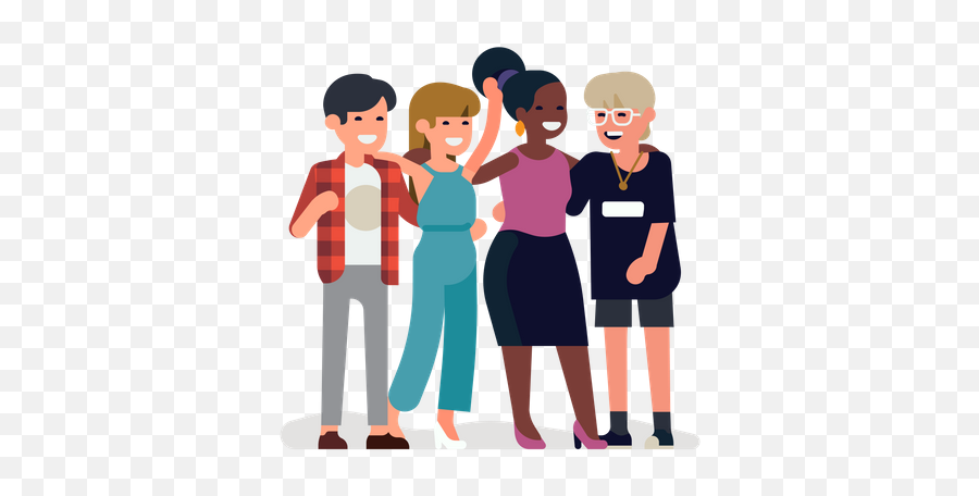 Four Friends Laughing Illustration - Peers Vector Emoji,Laughing Png