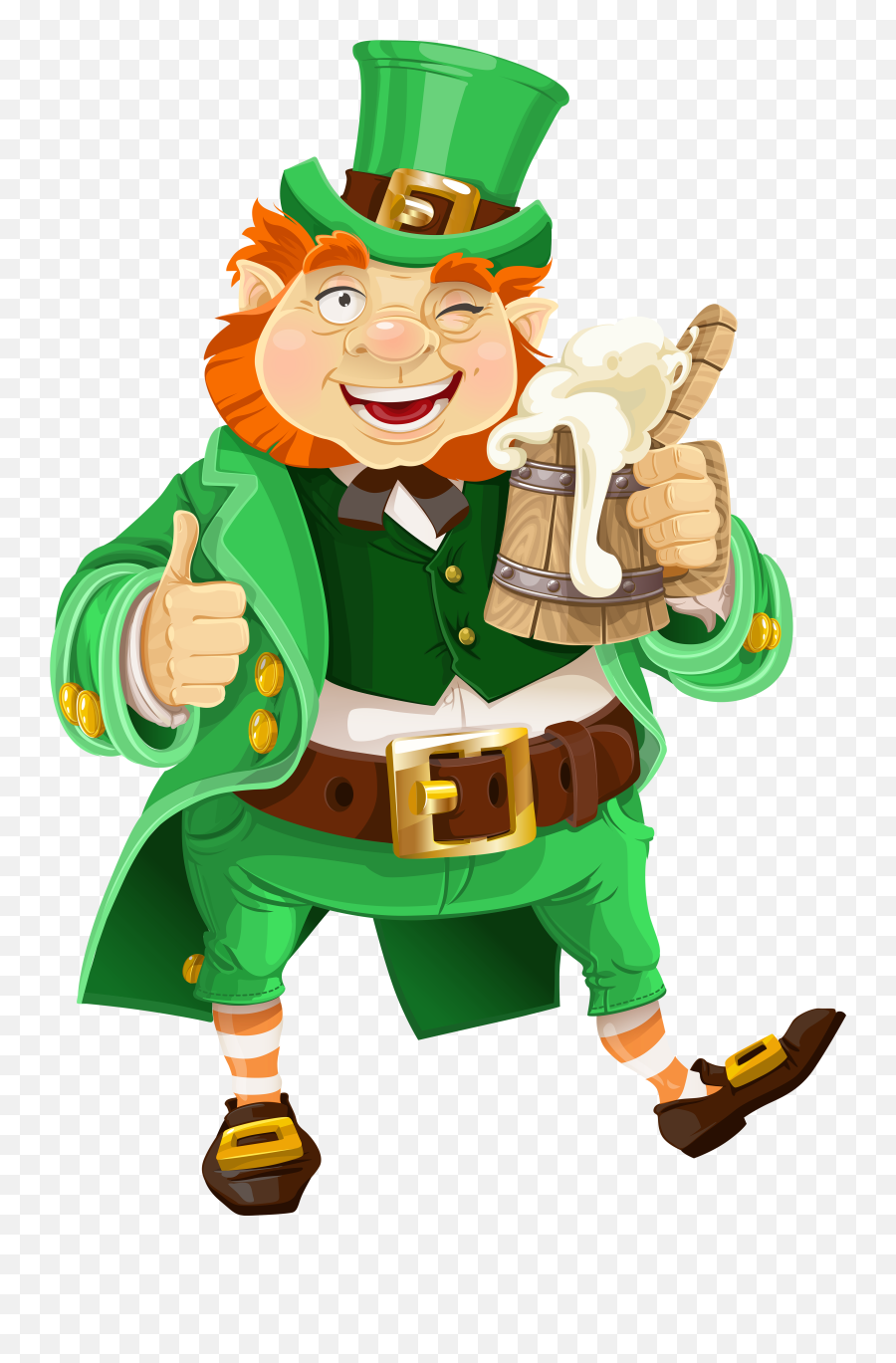 St Patricks Day Leprechaun With Beer Transparent Png Clip - Leprechaun Png Emoji,St Patricks Day Clipart