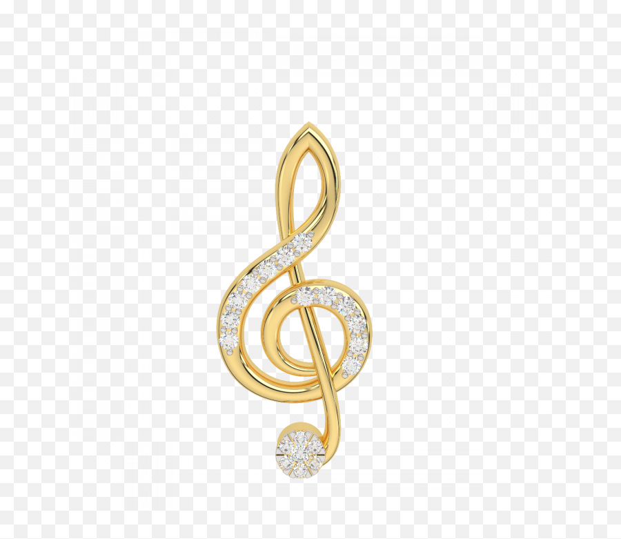 The G Clef Music Note Gold Diamond Pendant Emoji,Gold Music Notes Png