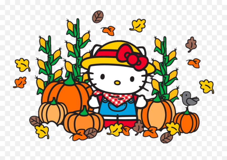 Happy - Clip Art Hello Kitty Thanksgiving Emoji,Pumpkin Patch Clipart