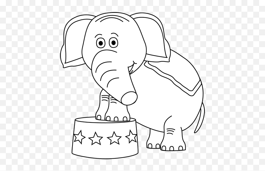 Black And White Circus Elephant Clip - Clipart Circus Black And White Emoji,Elephant Clipart Black And White