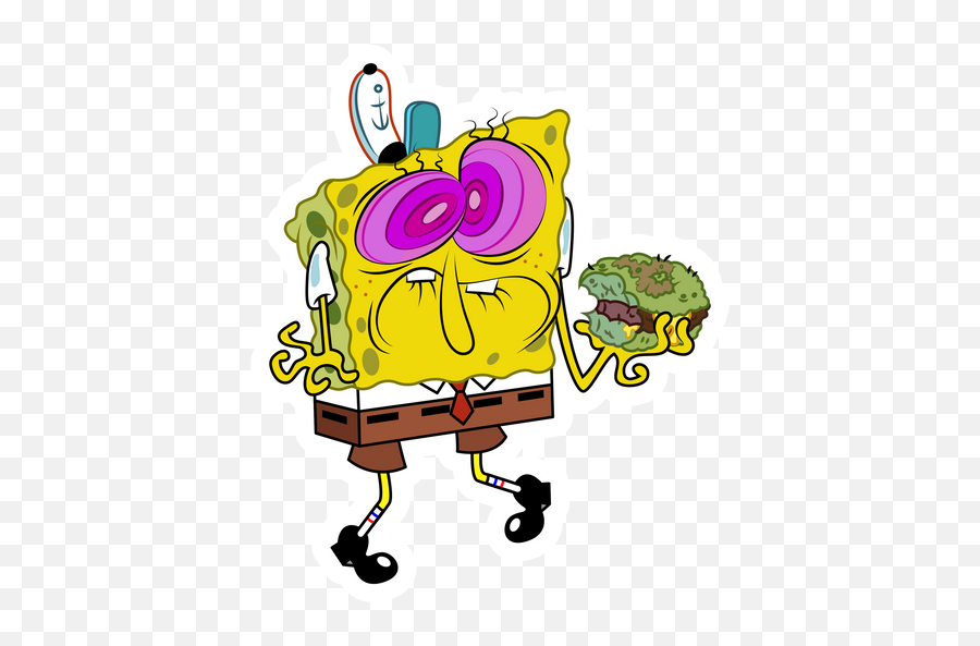 Spongebob With Poisoned Burger Sticker - Sticker Mania Emoji,Doodlebob Png