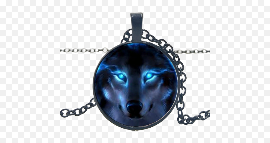 Blue Fire Eyes Black Wolf Necklace Emoji,Blue Fire Transparent