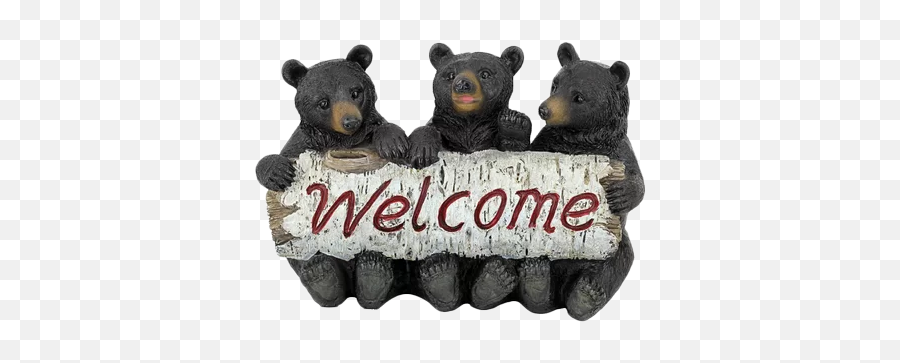 Black Bear Cubs Welcome Figurine - Bear Welcome Emoji,Black Bear Png