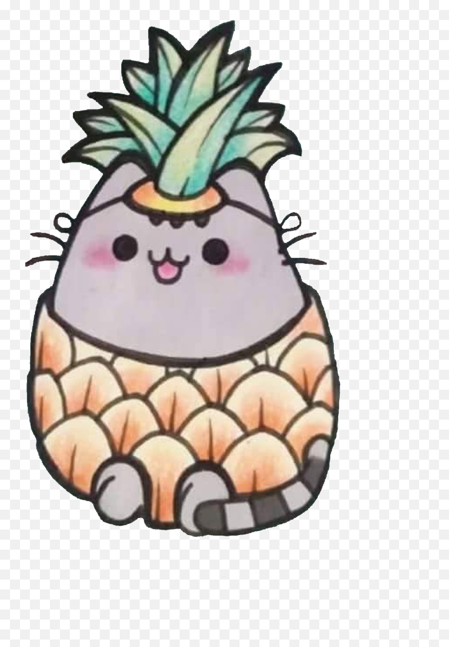Download Pineapple Pusheen Cute Cat Kitty Kitten Costume Aww - Transparent Background Pineapple Kawaii Emoji,Pusheen Transparent Background