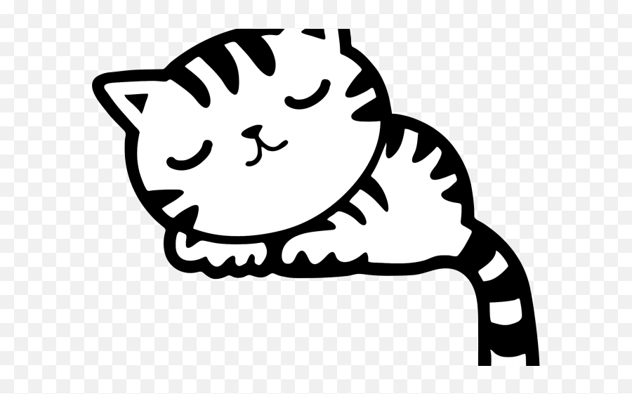 Kitten Clipart Sleeping - Sleeping Cat Clipart Black And Art Cat Wall Drawing Emoji,Cat Clipart Black And White
